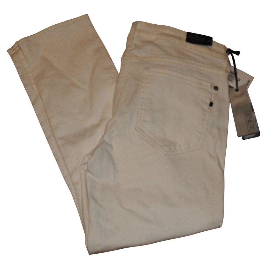 NWT Genetic Womens Jeans 30 White Pockets Matchstick Crop Skinny Straight Denim